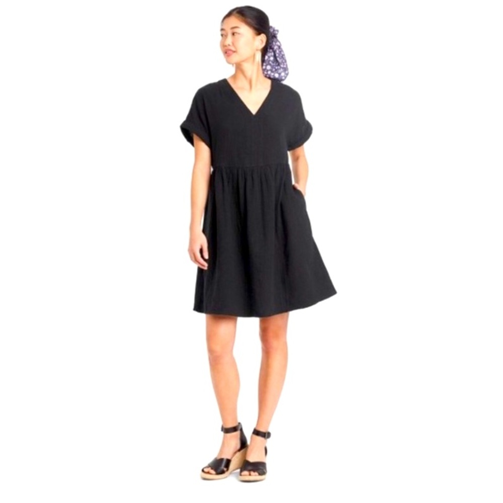 Black gauze shift dress, NWT